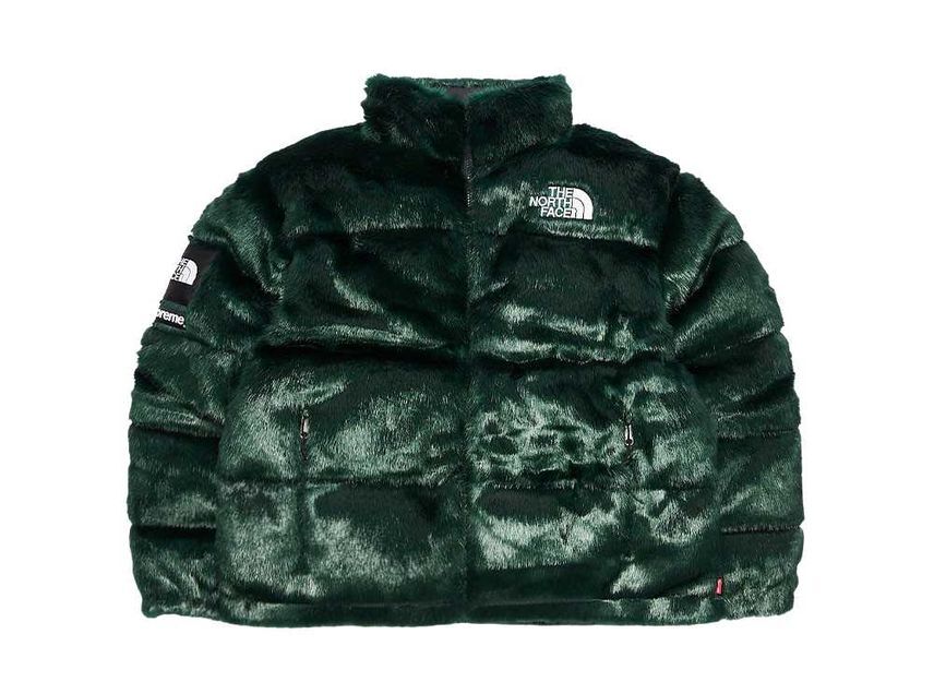 Supreme The North Face Faux Fur Nuptse Jacket Green