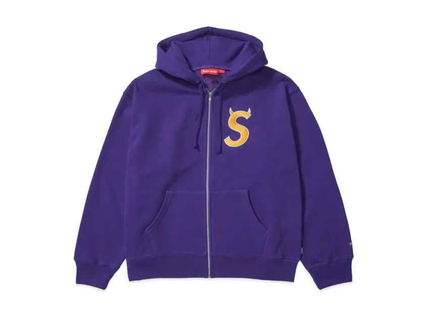 Supreme Devil S Logo Zip Up Hooded Sweatshirt "Purple"