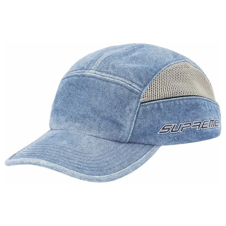 Supreme Side Mesh Piping Camp Cap Denim