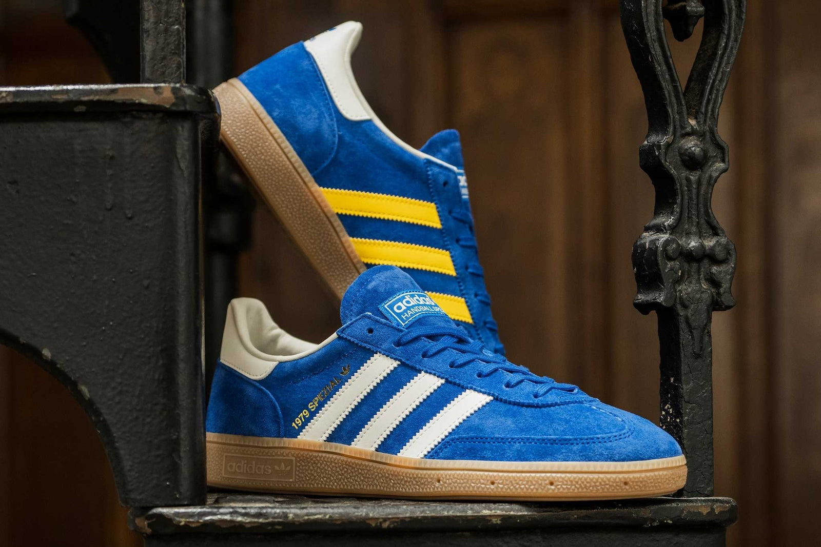 IH0130 adidas Originals Handball Spezial Made in Germany Blue Yellow Gum (Men's)