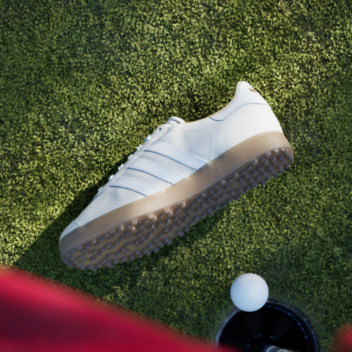 JI4156 adidas Gazelle Lux Spikeless Golf Chalk White/Cloud White/Gum (Men's)