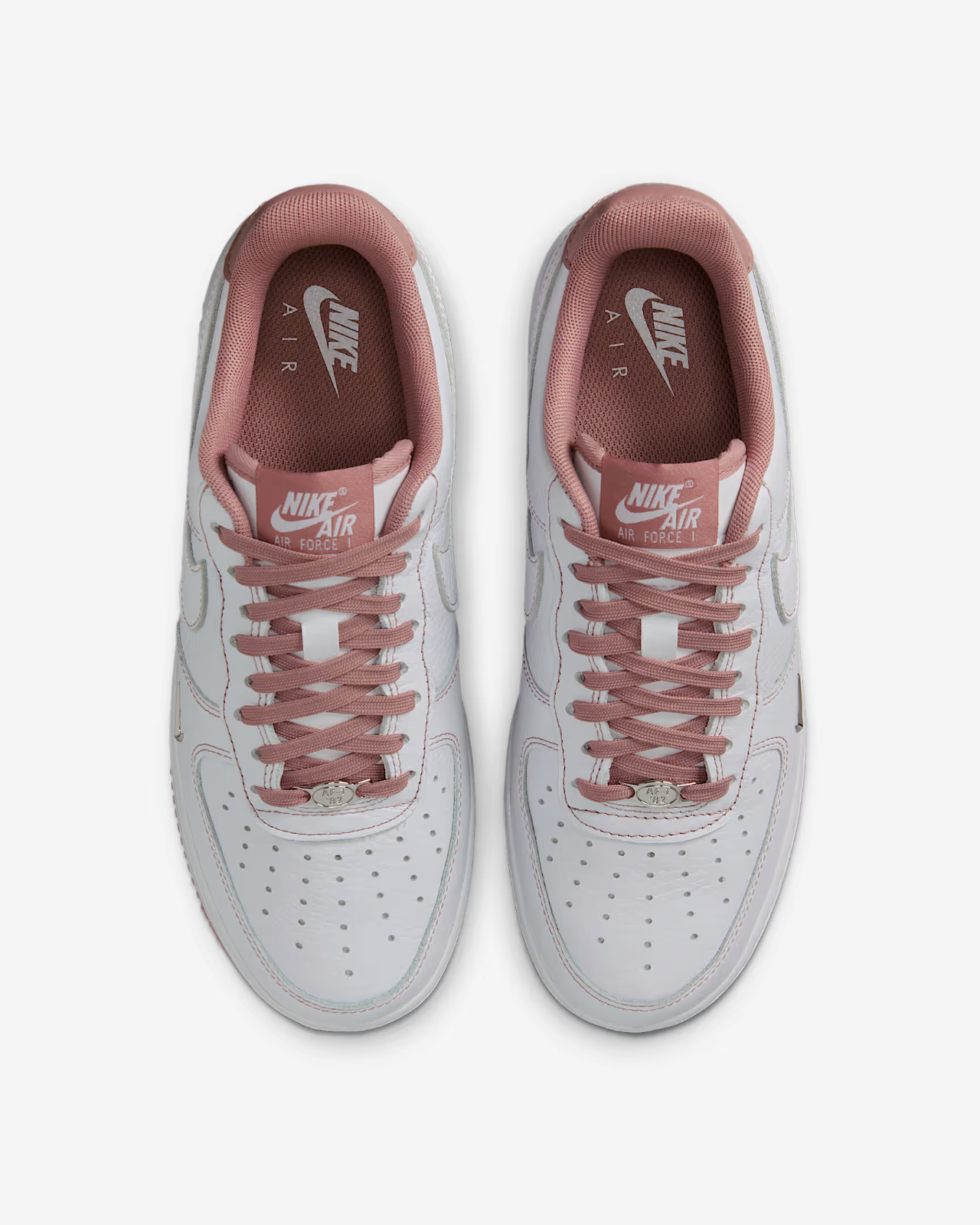 IB6543-100 Nike Air Force 1 Low White Metallic Silver Particle Pink (Women's)