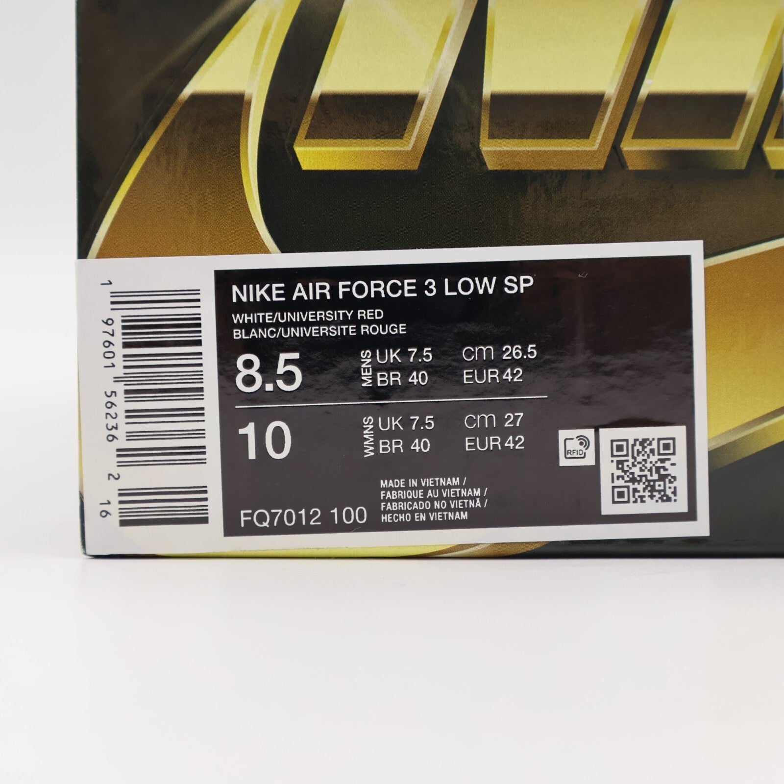 FQ7012-100 NIGO Nike Air Force 3 Low SP White Heel Logo NIGO(Men's)