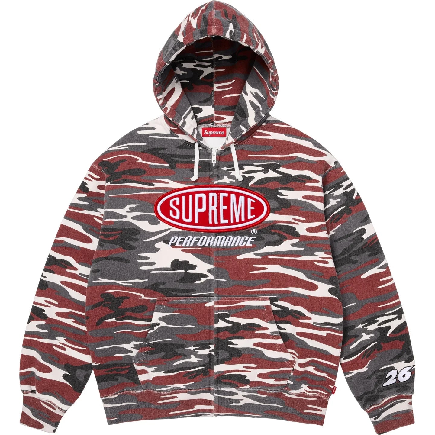 Supreme Performance Zip Up Hooded Sweatshirt Red Camo