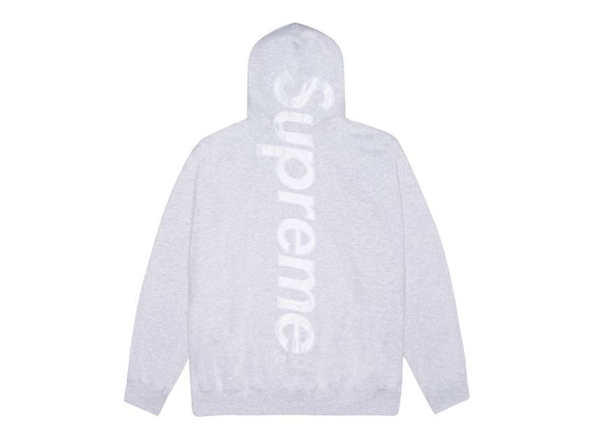 Supreme Satin Applique Hooded Sweatshirt Ash Grey