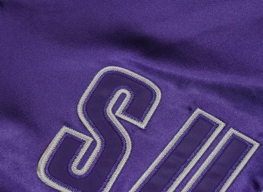 Supreme x Champion Satin Varsity Jacket "Purple"