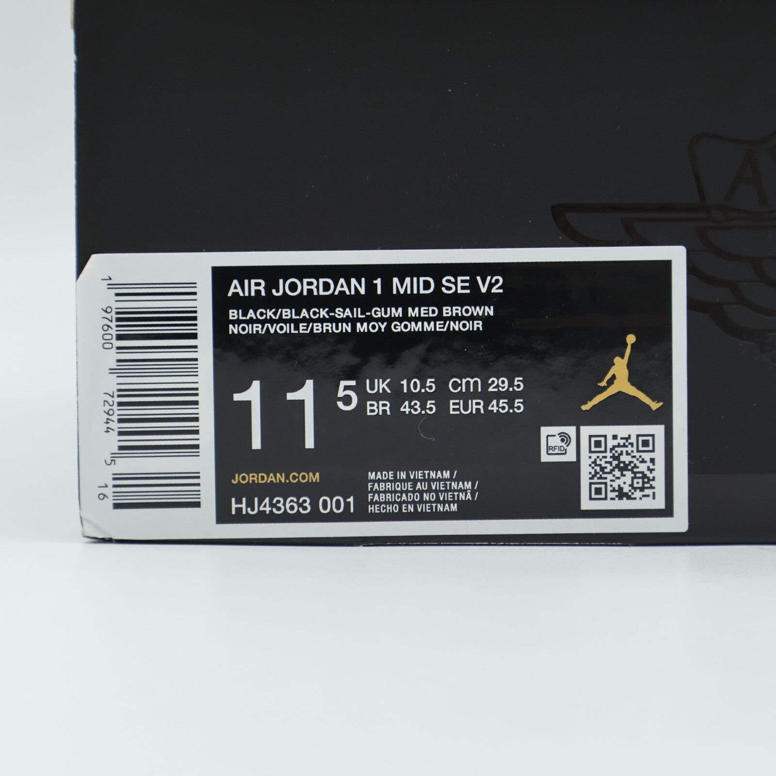 HJ4363-001 Nike Air Jordan 1 Mid Black Denim (Men's)