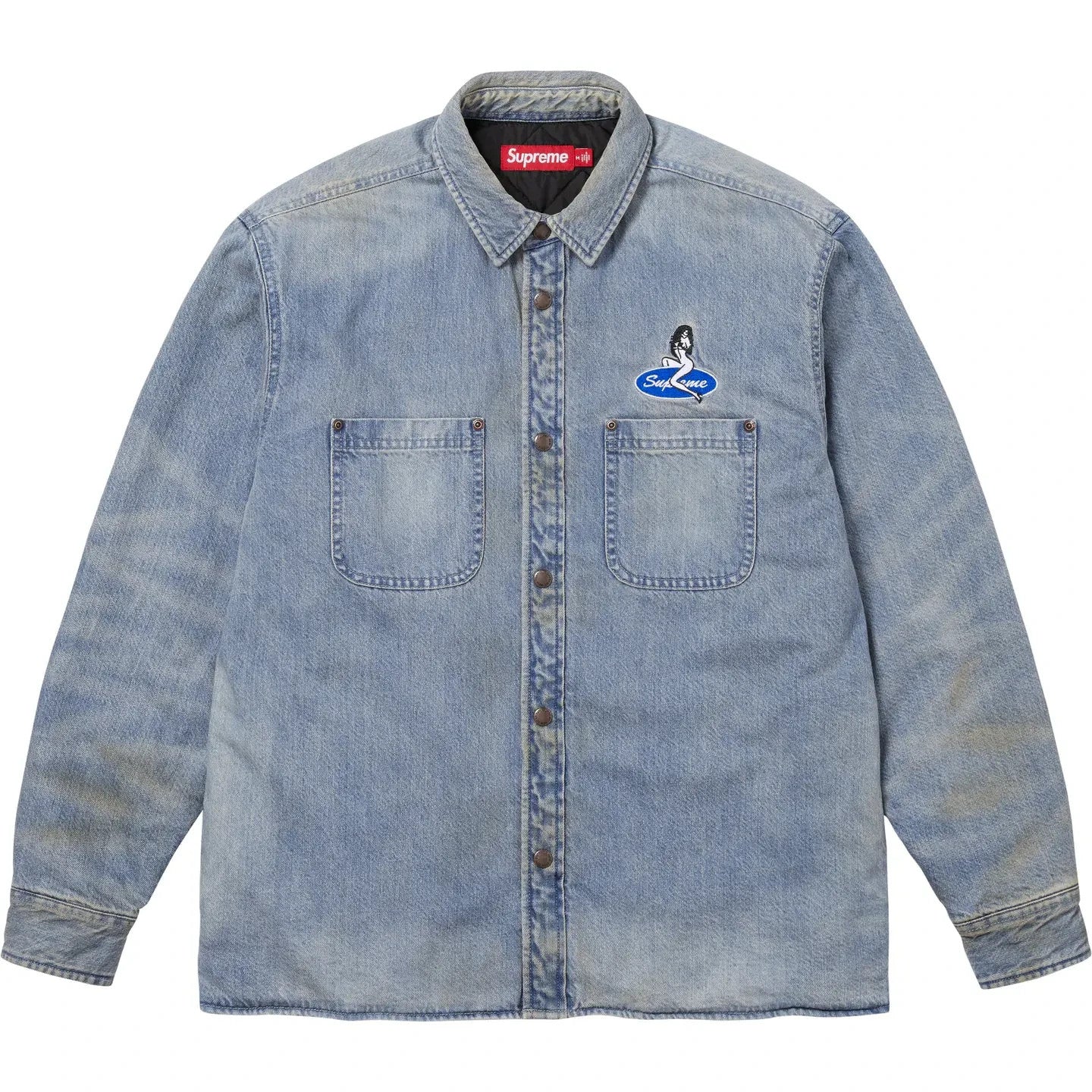 Supreme Quilted Lined Denim Snap Shirt Dirty Indigo
