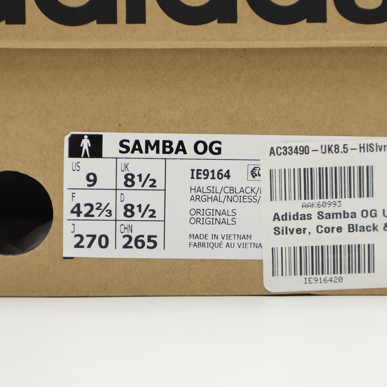 IE9164 adidas Samba OG Halo Silver Core Black Brown Desert (Men's)