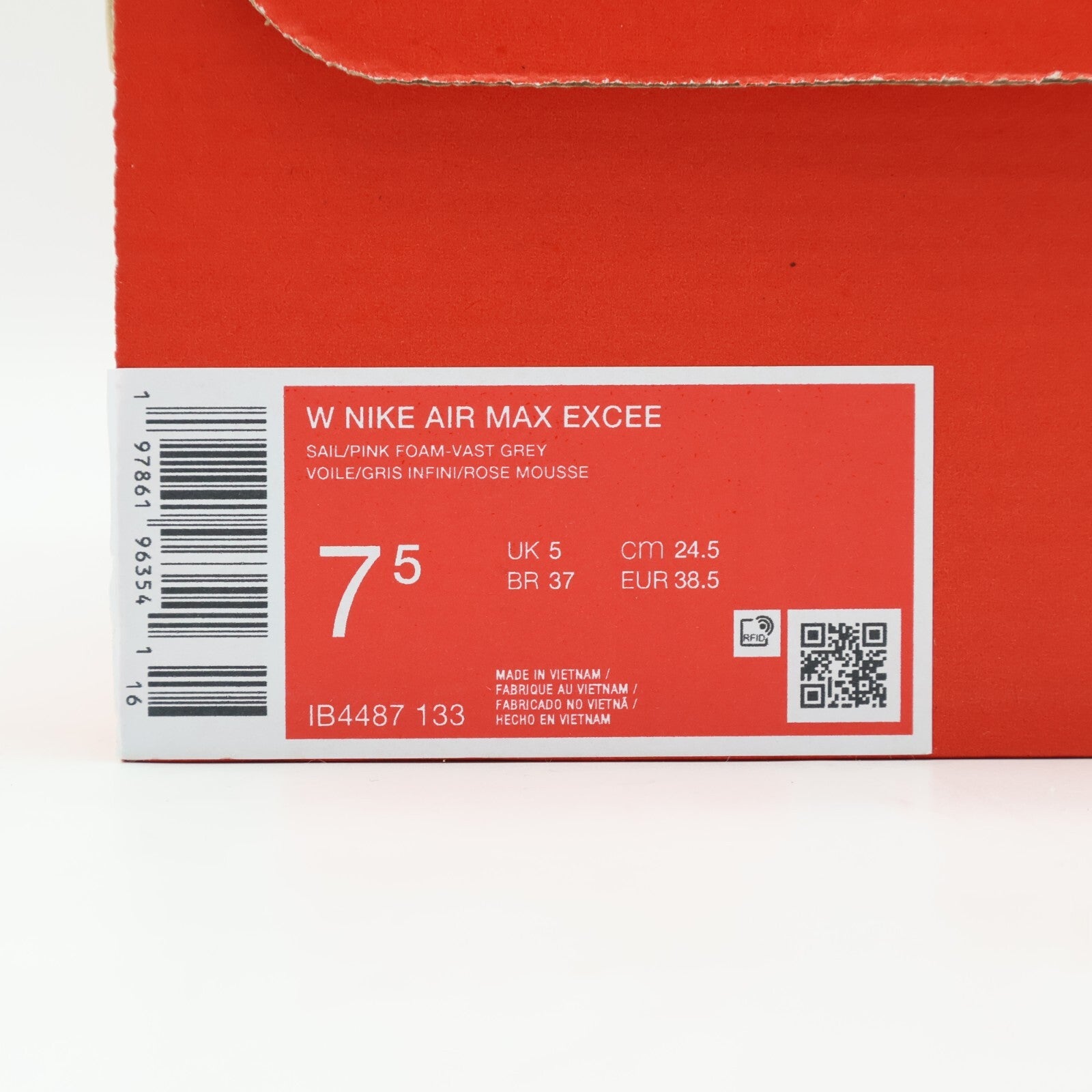 IB4487-133 Nike Air Max Excee Sail Vast Grey Pale Ivory Pink Foam (Women's)