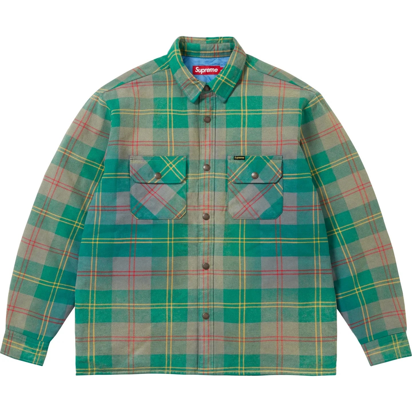 Supreme Quilted Lined Flannel Snap Shirt Green