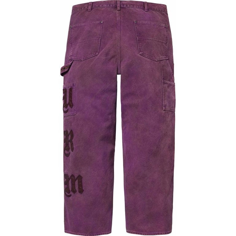 Supreme Leather Applique Double Knee Painter Pant Purple