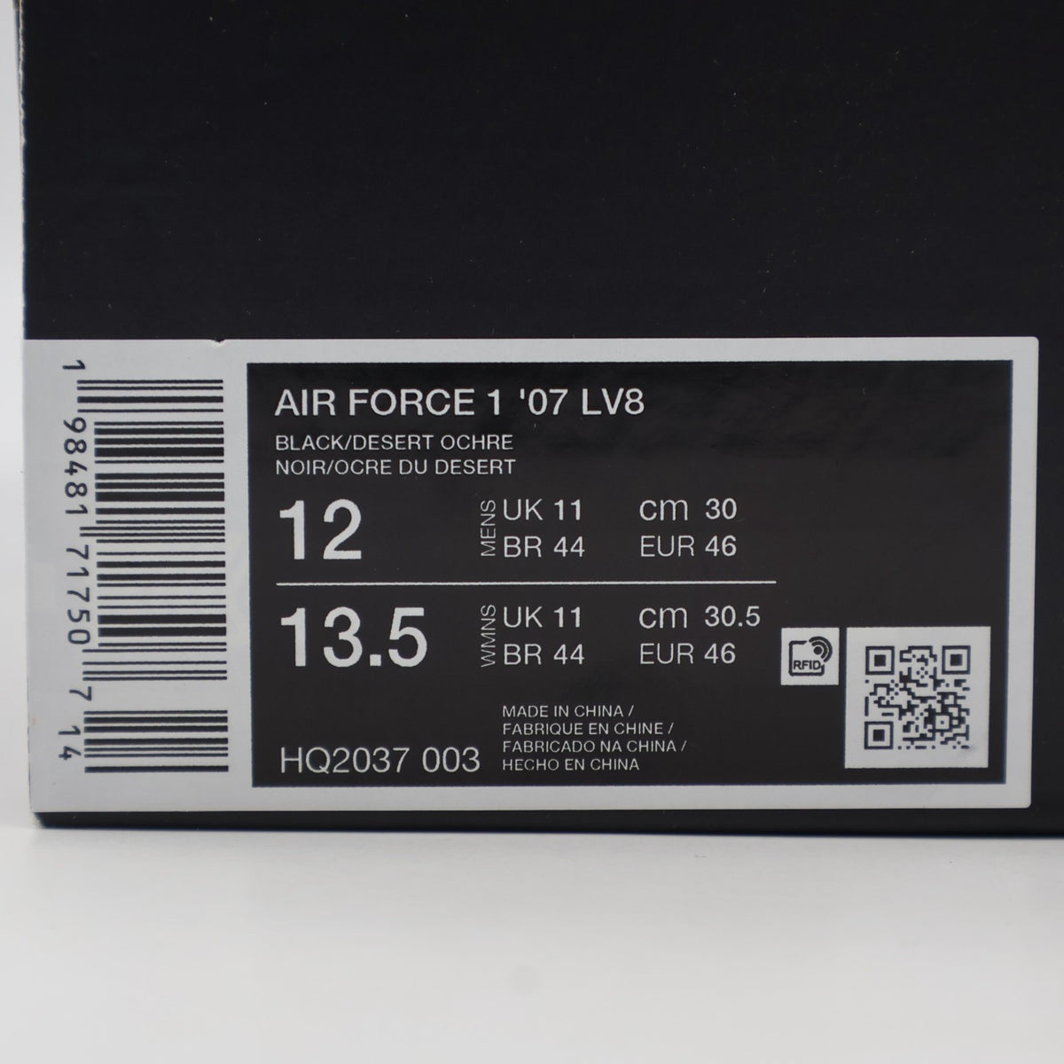 HQ2037-003 Nike Air Force 1 Low '07 LV8 Black Desert Ochre (Men's)