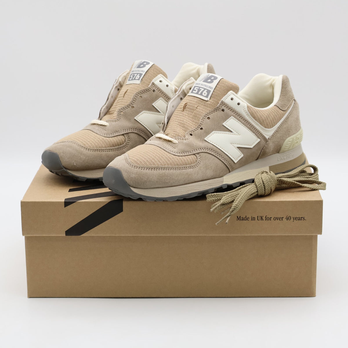 OU576BEI New Balance 576 Beige Brown Cream White Encap C-Cap Made in UK (Men's)