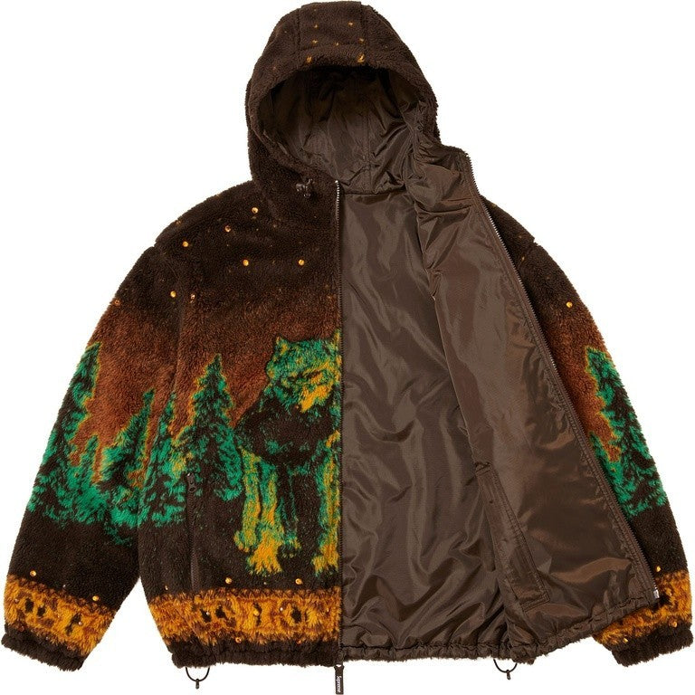 Supreme x B.B. Simon Reversible Hooded Fleece Jacket Brown