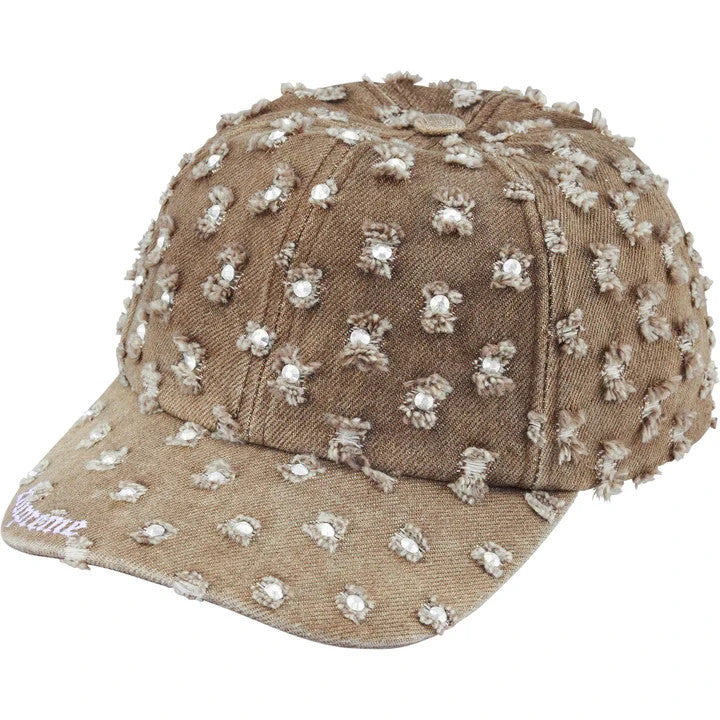Supreme Hole Punch Rhinestone Denim 6-Panel Brown