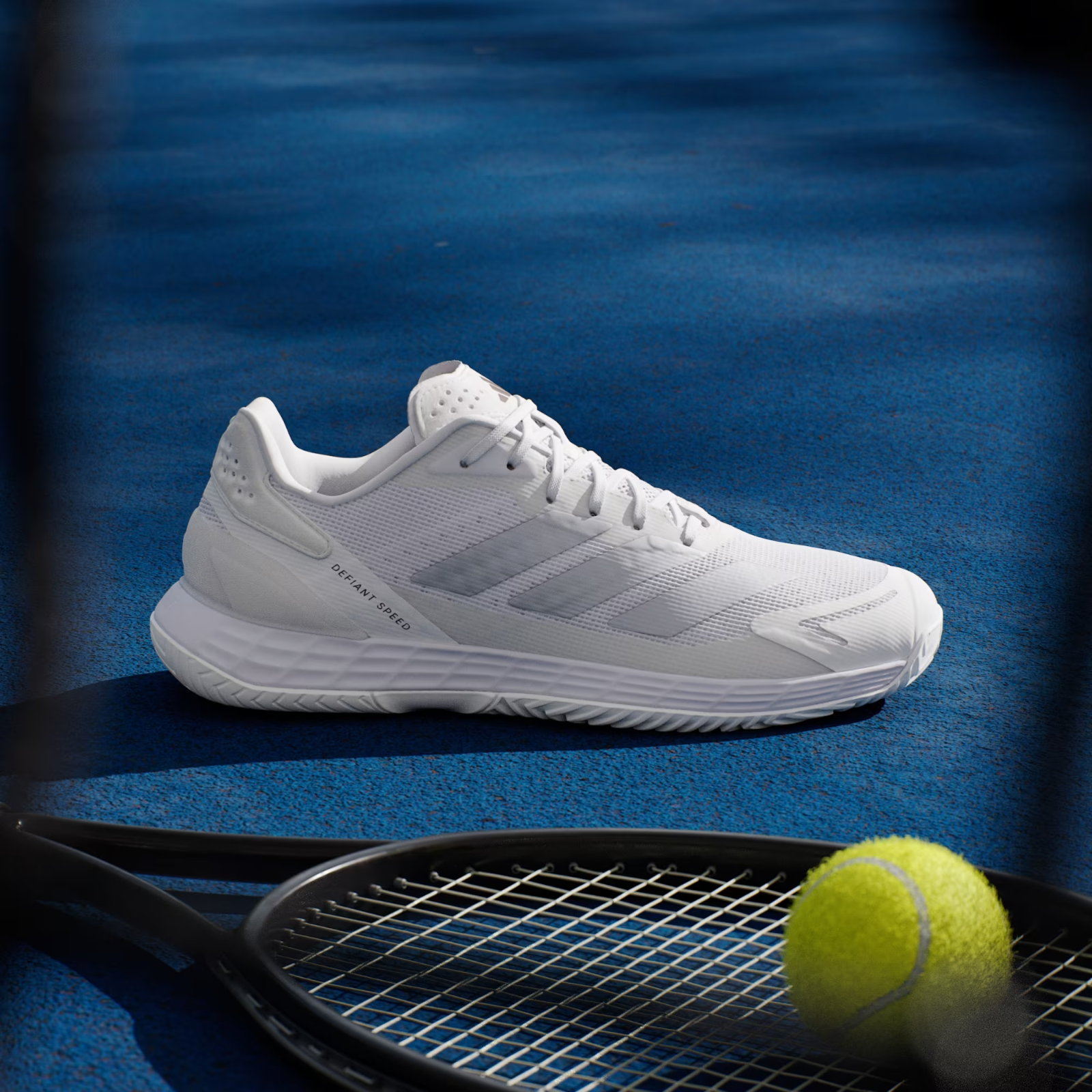 KJ3106 adidas Defiant Speed 2 Tennis "Cloud White/Tech Grey Metallic" (Men's)