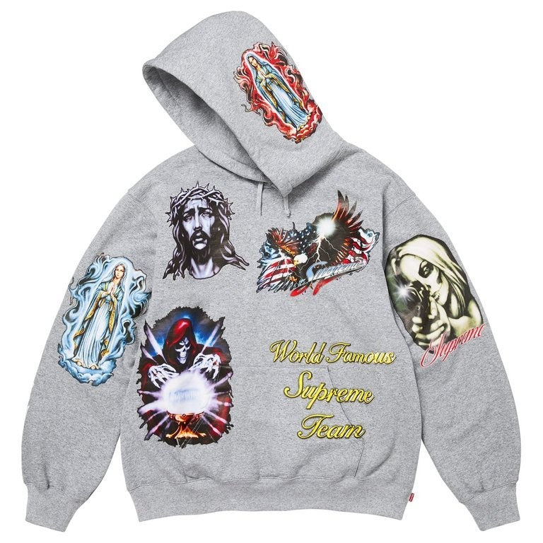 Supreme Stickers Hooded Sweatshirt Heather Grey