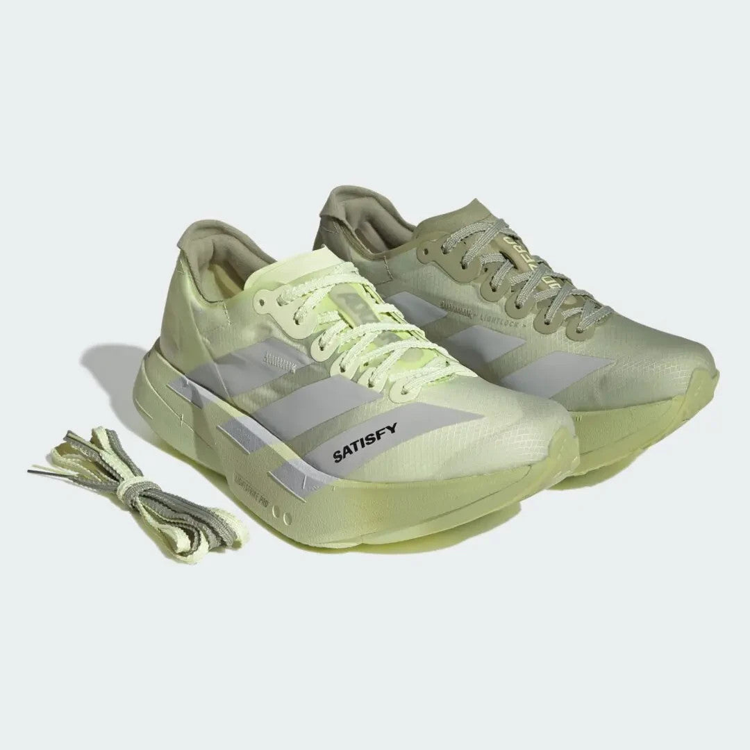 KH8441 Satisfy Ã adidas Adizero Adios Pro 4 "Tent Green/Matte Silver"