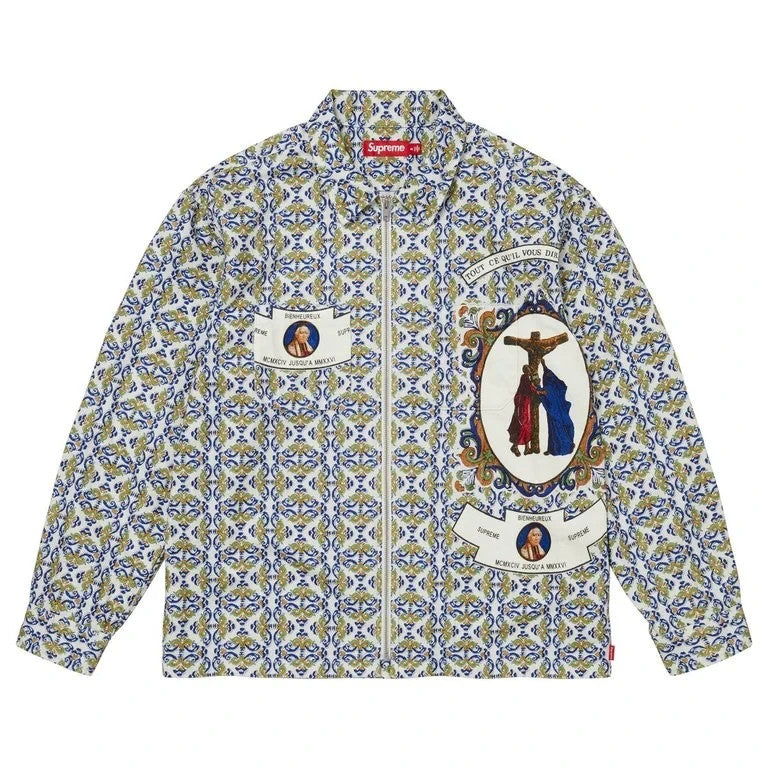 Supreme Devotion Flannel Zip Up Shirt White