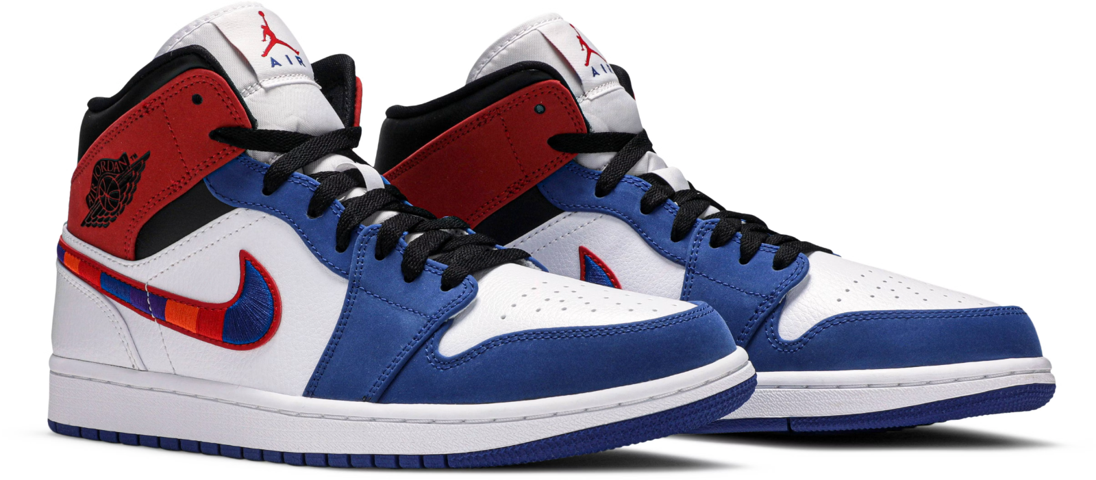 852542-146 Nike Air Jordan 1 Mid "White/Blue/Red" (Men's)