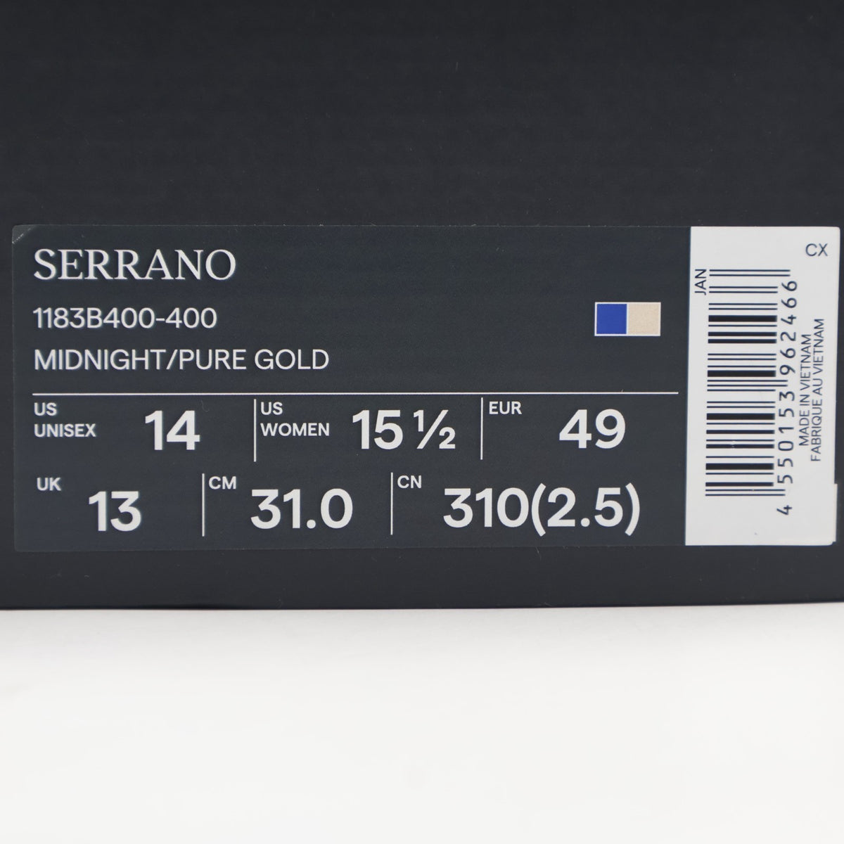 1183B400-400 Onitsuka Tiger Serrano Midnight Pure Gold (Men's)