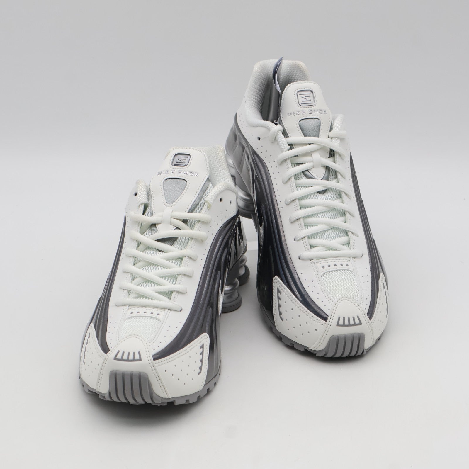 IB7703-100 Nike Shox R4 Summit White and Metallic Silver (Women's)