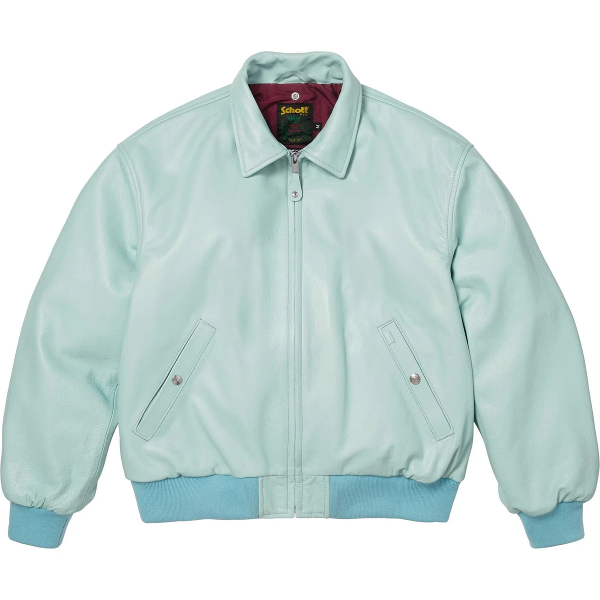 Supreme x Schott Shearling Collar Bomber Jacket Light Blue