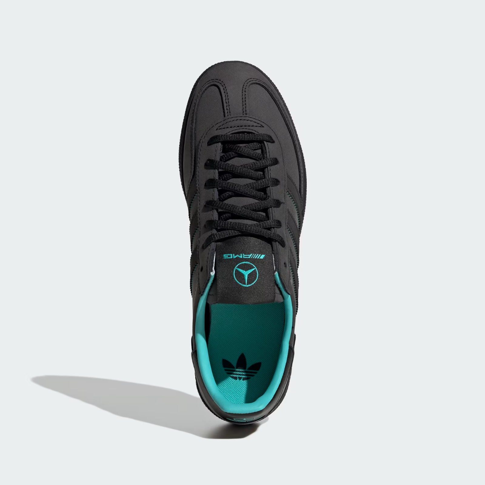 KJ1195 Mercedes AMG adidas Handball Spezial Core Black Semi Mint Rush (Men's)