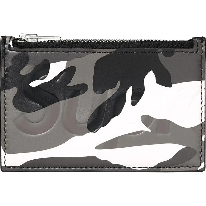 Supreme Leather Zip Card Holder Snow Camo