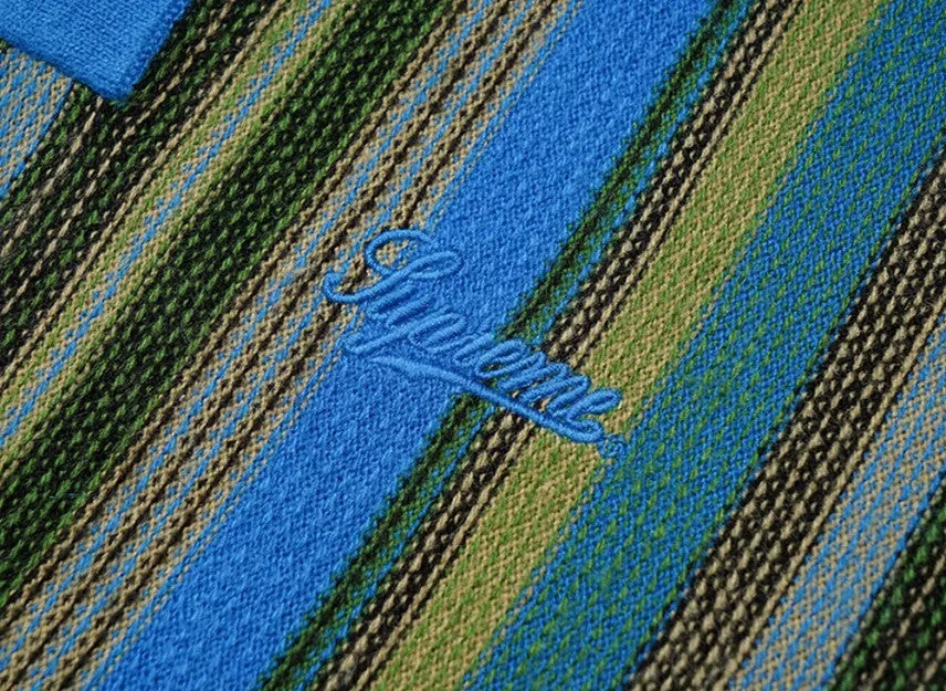 Supreme Multi Stripe Polo Sweater "Blue"