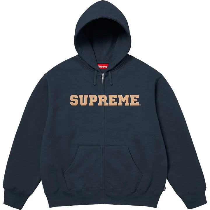 Supreme Collegiate Applique Zip Up Hooded Sweatshirt Navy
