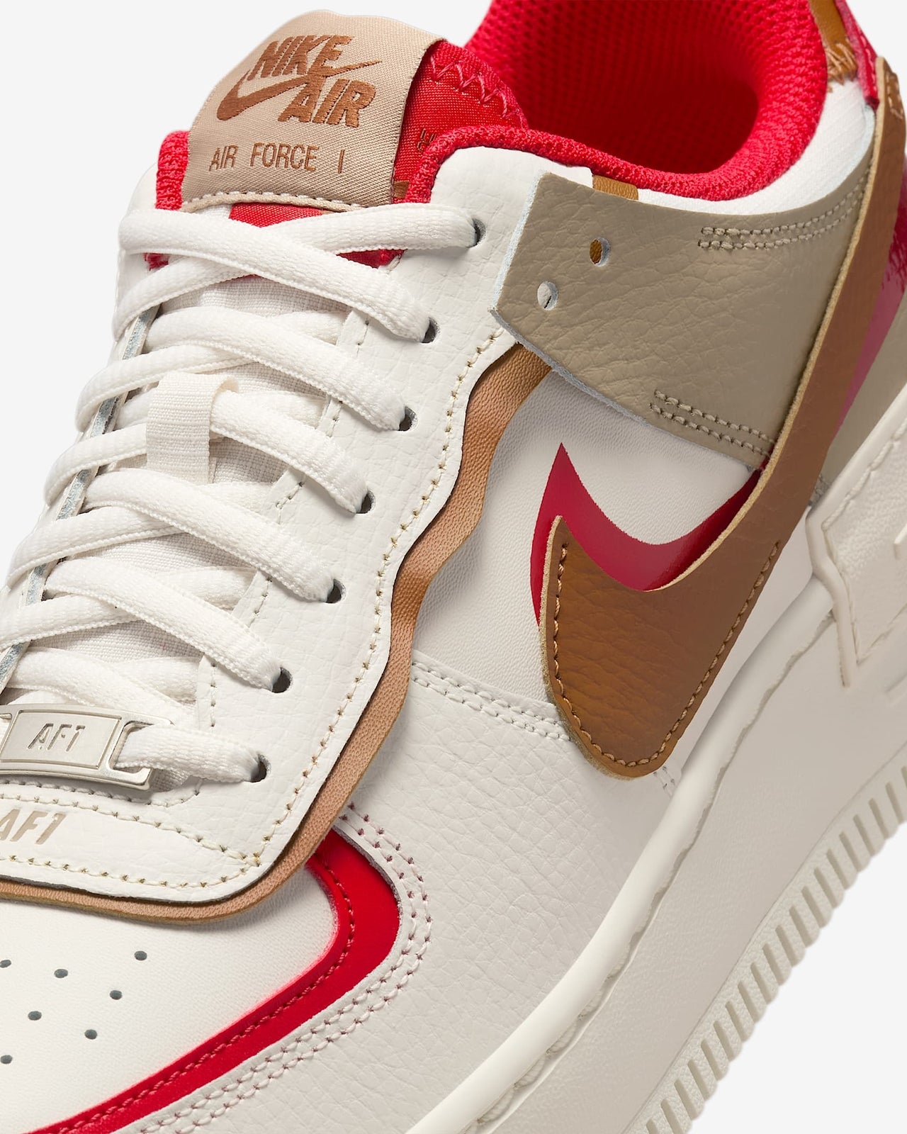 HQ3400-030 Nike Air Force 1 Shadow Phantom Fire Red Khaki Light (Women's )