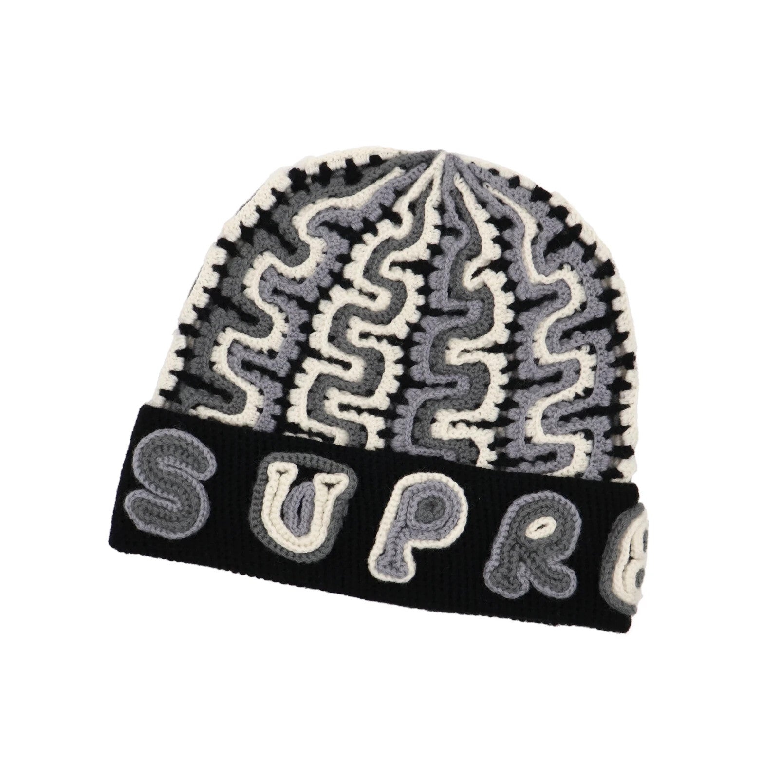 Supreme Yarn Applique Beanie Black