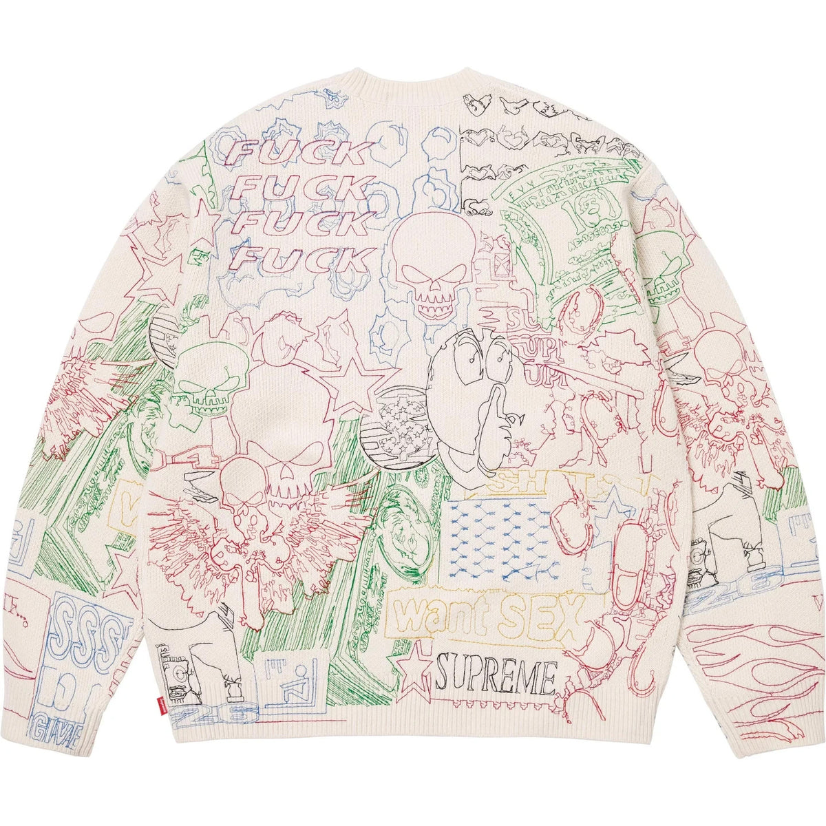 Supreme Collage Embroidered Sweater White