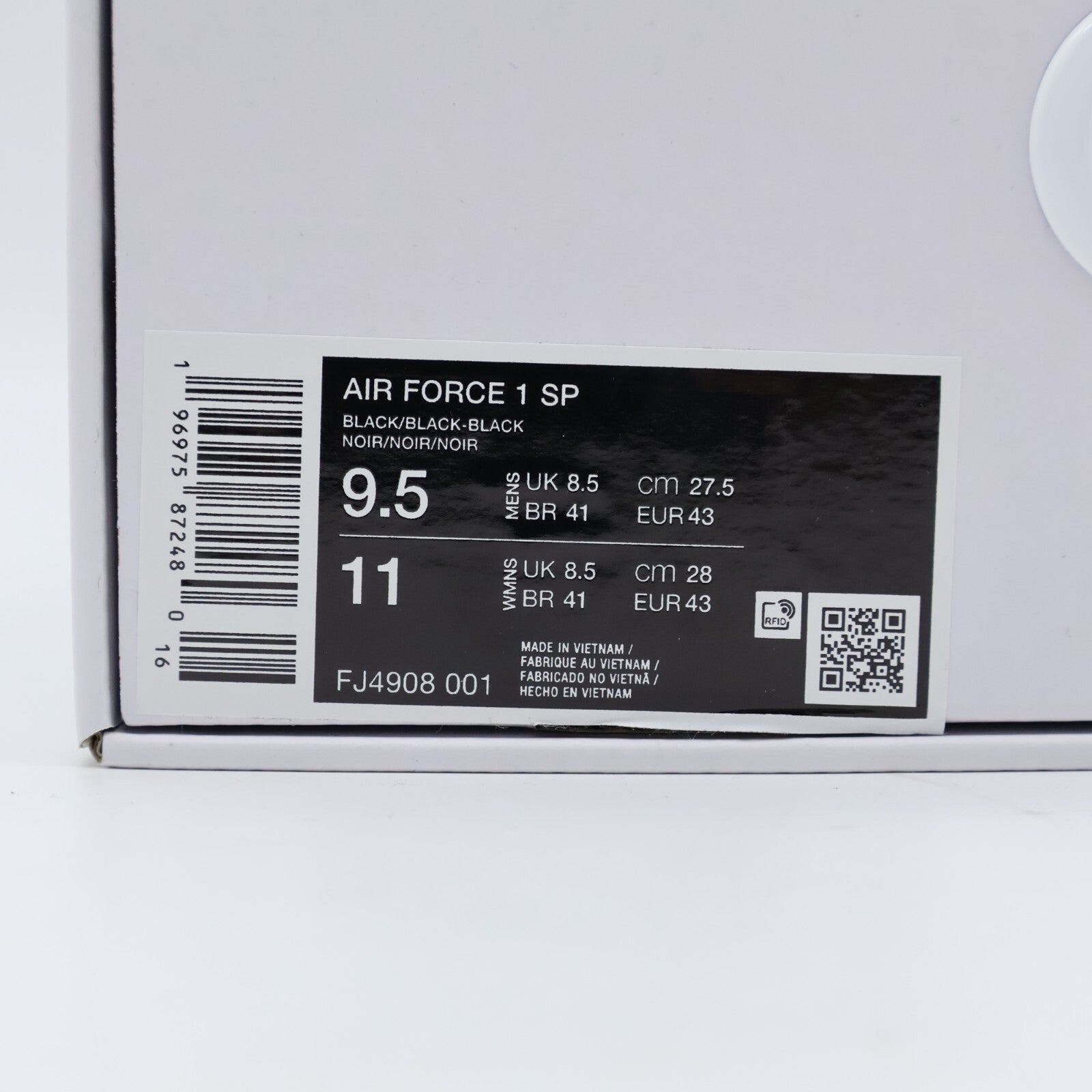 FJ4908-001 1017 ALYX 9SM Nike Air Force 1 Low Black (Men's)