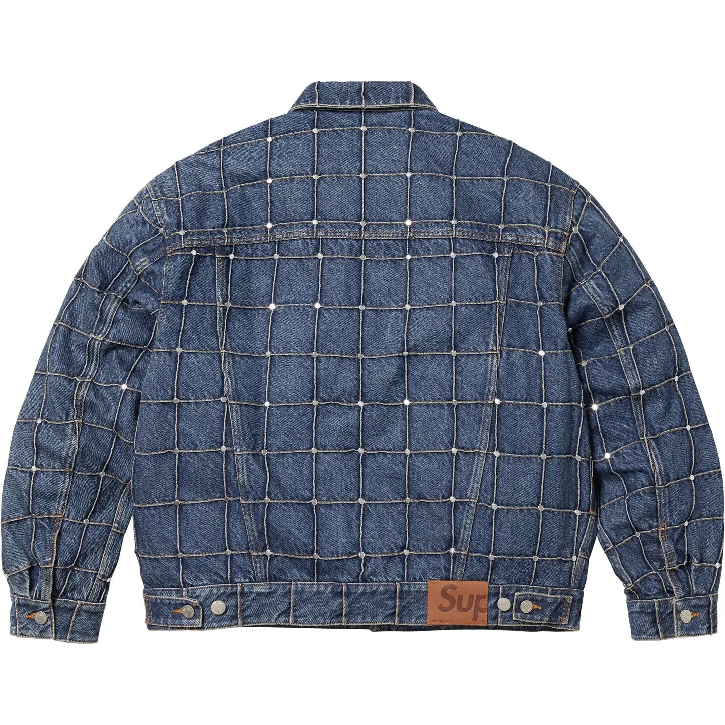 Supreme Studded Seam Denim Trucker Jacket Blue
