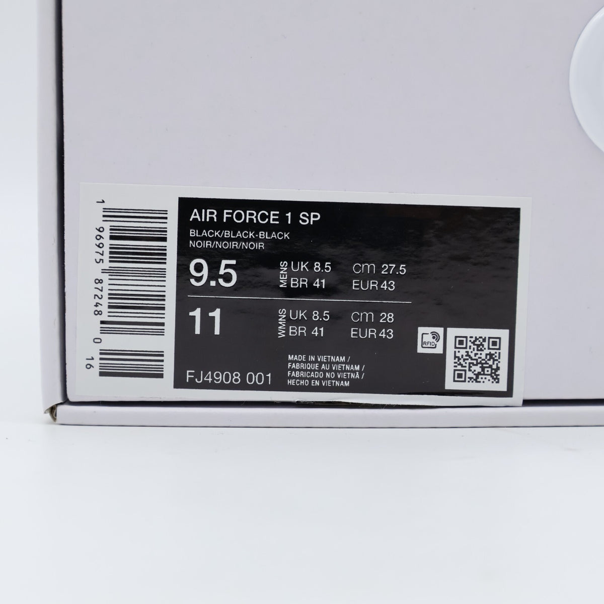 FJ4908-001 1017 ALYX 9SM Nike Air Force 1 Low Black (Men's)