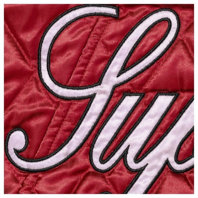 Supreme x Champion Quilted Satin Varsity Jacket Dark Red