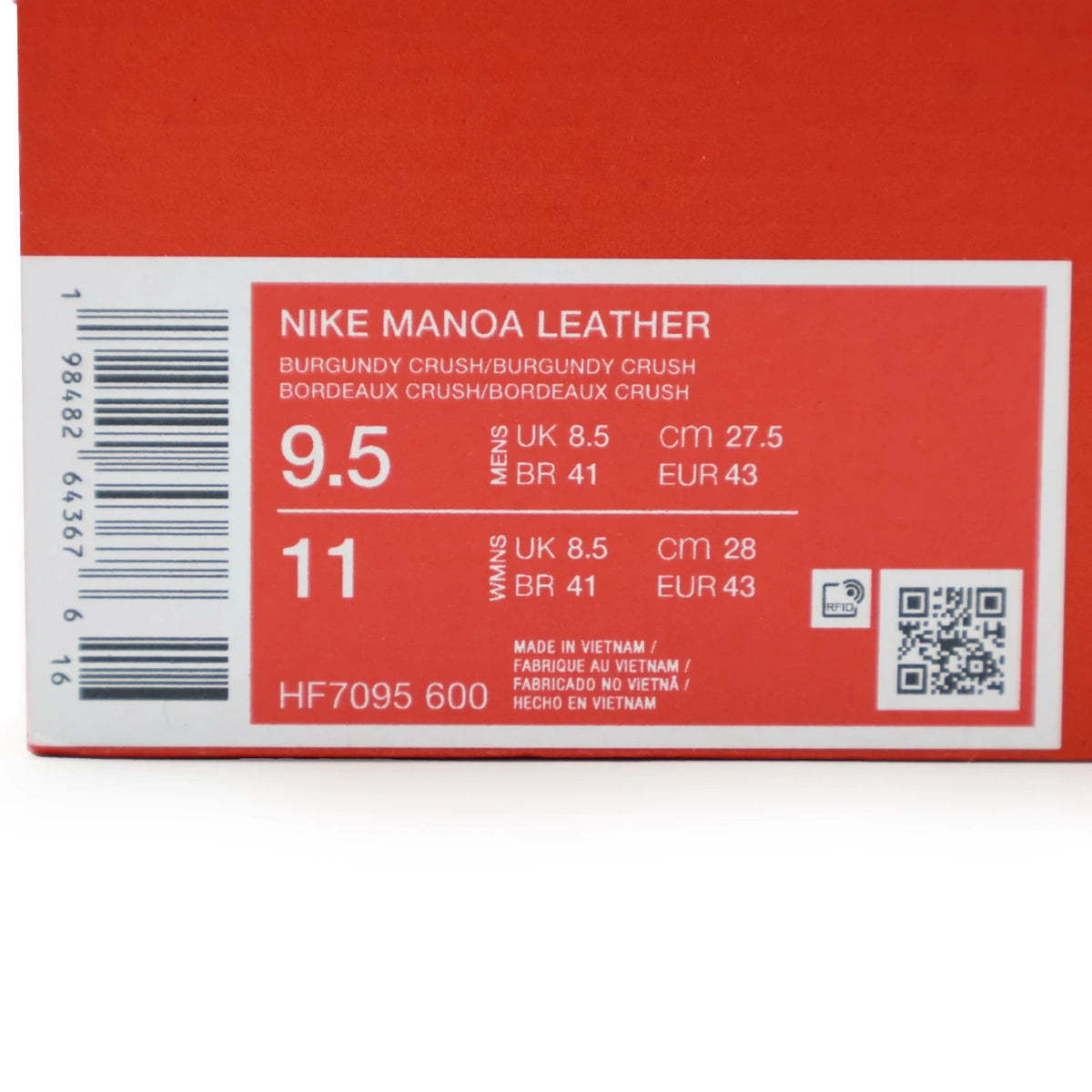 HF7095-600 Nike Manoa Leather Burgundy Crush Black Gum Medium Brown (Men's)