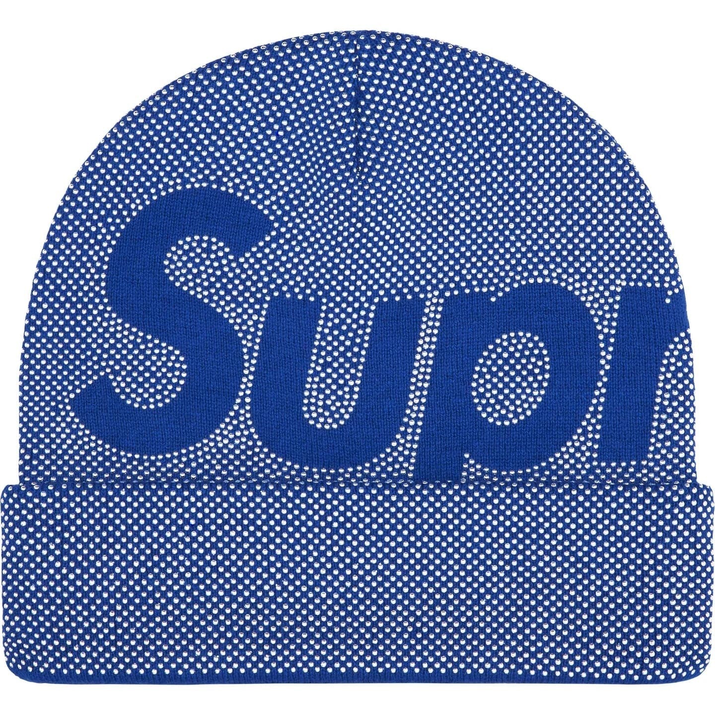 Supreme Studded Knockout Big Logo Beanie Blue