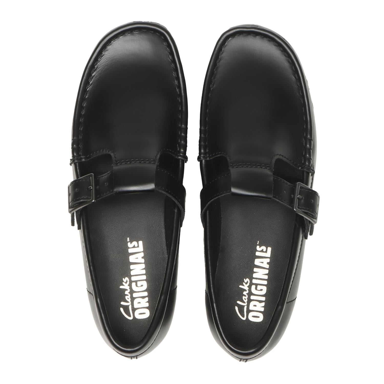 26183765 Clarks Wallabee T Bar Black High Shine Leather ( Men's )