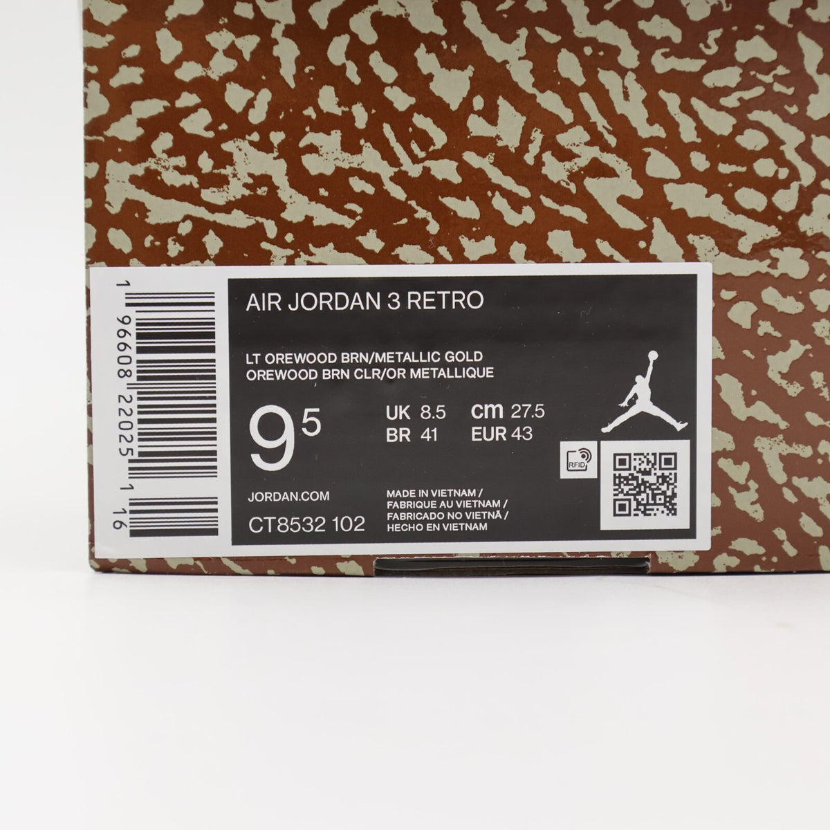 CT8532-102 Nike Air Jordan 3 Retro Orewood Brown