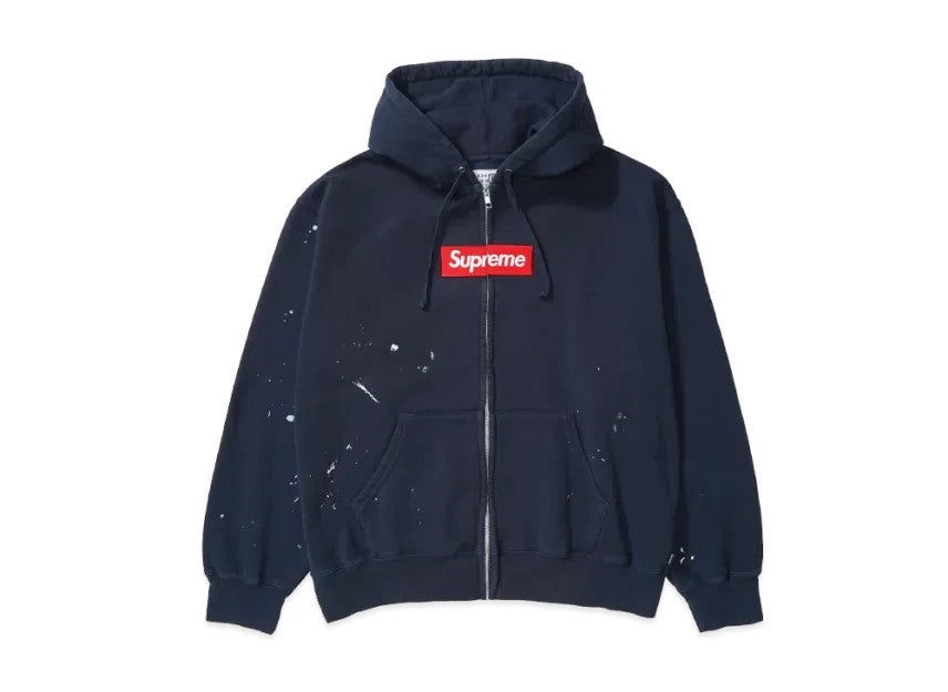 Supreme x MM6 Maison Margiela Box Logo Zip Up Hooded Sweatshirt "Navy"