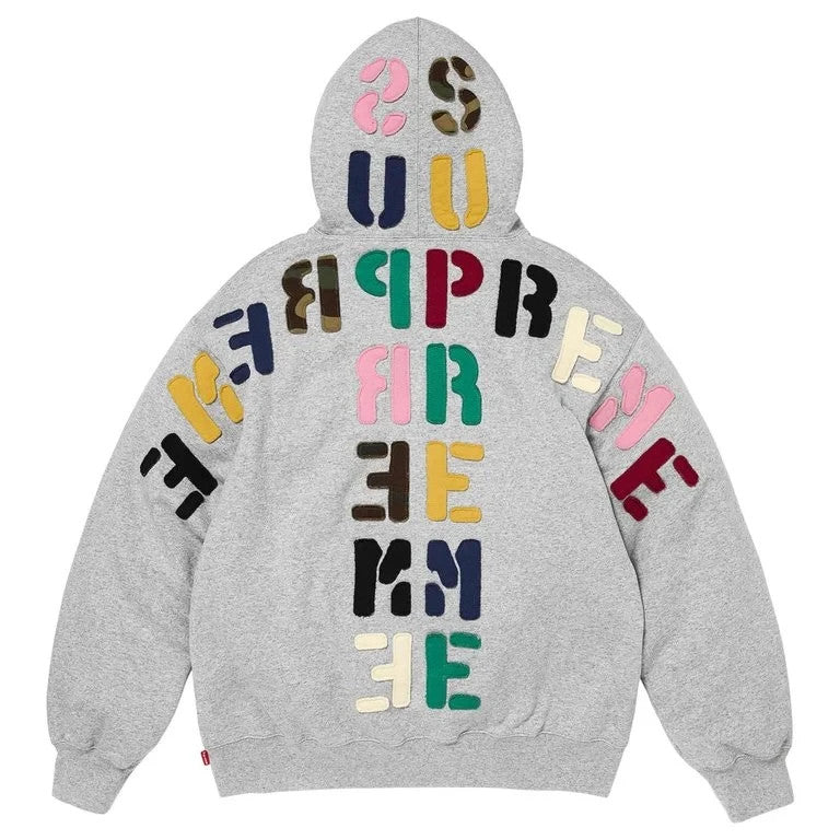Supreme Mirrored AppliquÃ© Hooded Sweatshirt Heather Grey