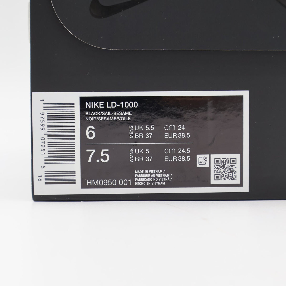HM0950-001 NIKE LD-1000 Black and Sail (Men's)