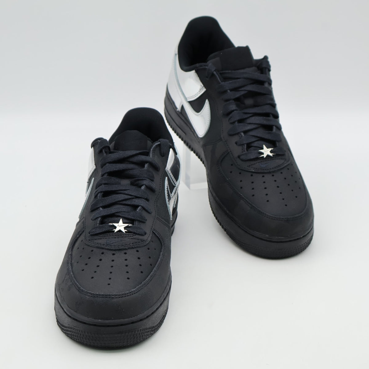 HF2885-001 Nike Air Force 1 Low Black and Metallic Silver (Men's)