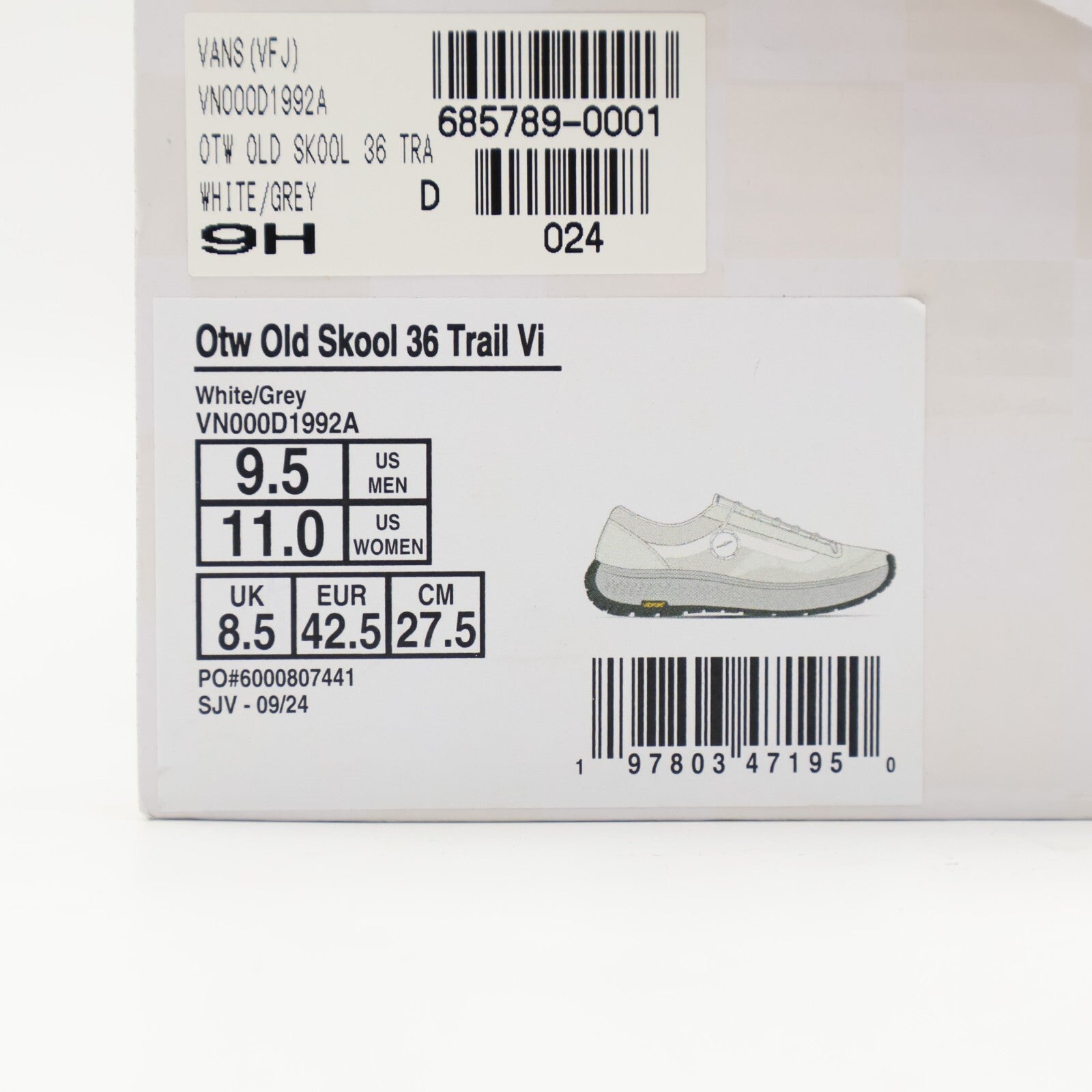 VN000D1992A OTW by Vans Old Skool 36 Trail Vibram White Grey (Men's)