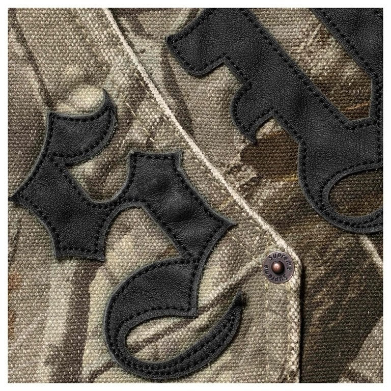 Supreme Leather Applique Hooded Work Jacket Realtree Hardwoods Camo