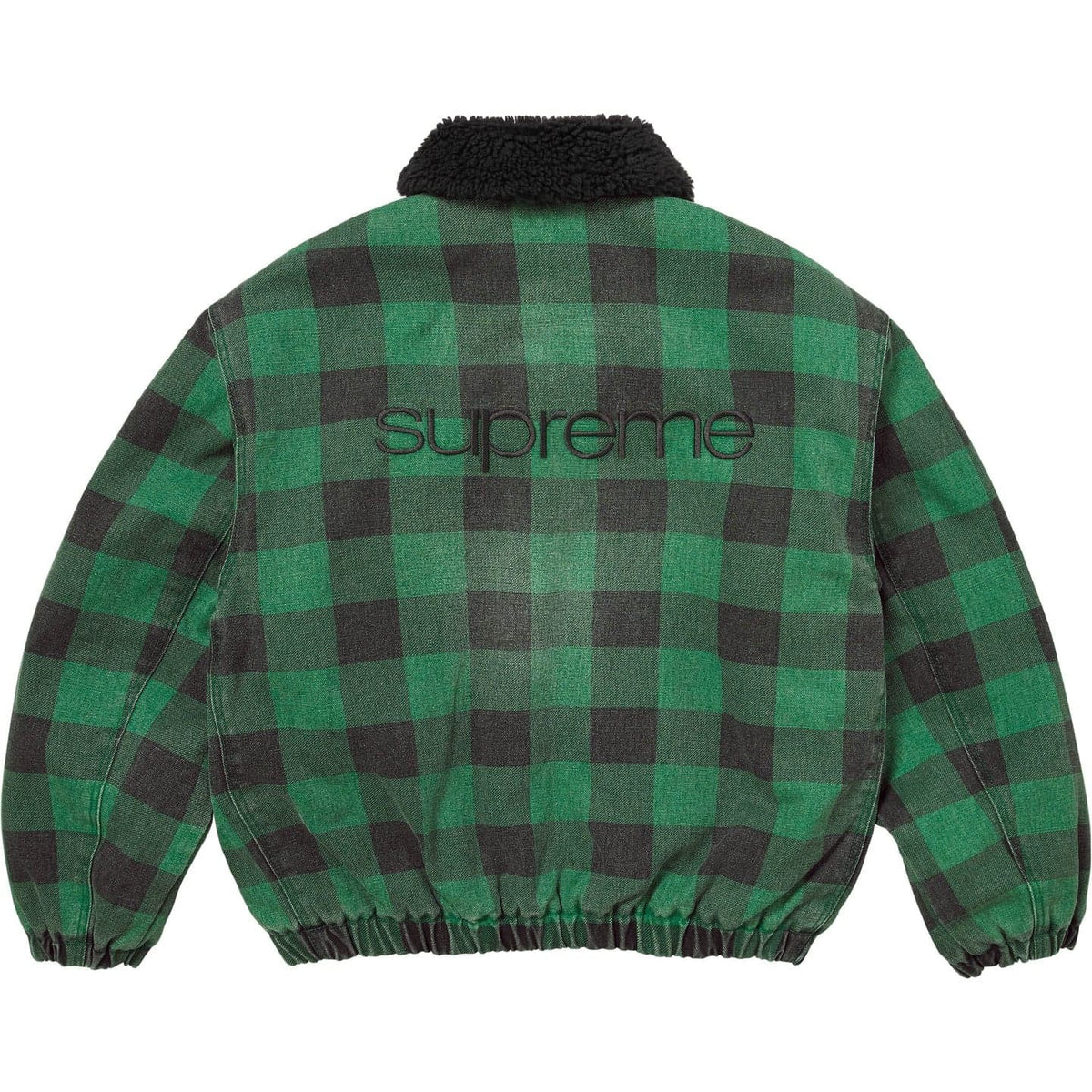 Supreme Faux Shearling Lined Bomber Jacket Plaid